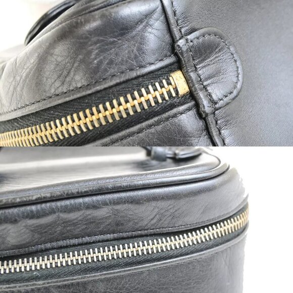 CHANEL CC Bicolore Vanity Cosmetic Hand Bag Leather Black GHW Italy - Picture 11 of 16